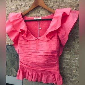 Love The Label NWT Hot Pink Ruffled Blouse/Barbiecore Medium